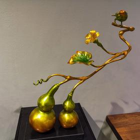瓜瓞绵延 纯铜热着色 葫芦 新中式家居客厅玄关高档家居摆件 时尚 大气 精美 摆件