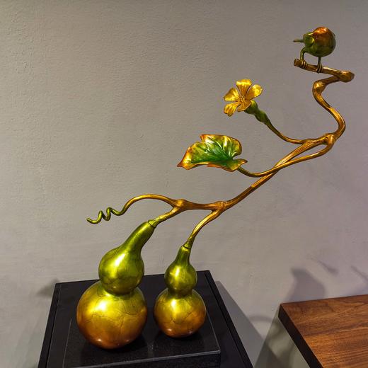 瓜瓞绵延 纯铜热着色 葫芦 新中式家居客厅玄关高档家居摆件 时尚 大气 精美 摆件 商品图0