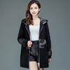 WEKED-BA001-1迷彩牛仔外套女中长款时尚连帽长袖大衣 商品缩略图0