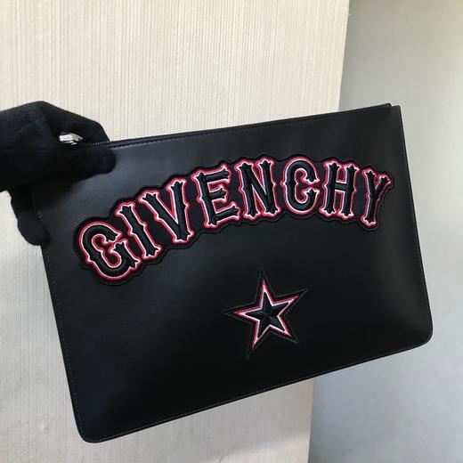 全新闲置givenchy纪梵希17fw刺绣字母logo星星全皮手拿包