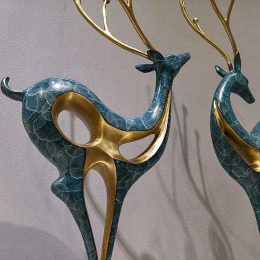 抽象对鹿 纯铜热着色 新中式家居客厅玄关高档家居摆件开业礼办公摆件 时尚 大气 商品图2