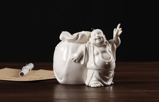 笔筒 左 精品陶瓷弥勒笔筒中国风办公笔筒茶道通 精美 时尚 商品图2