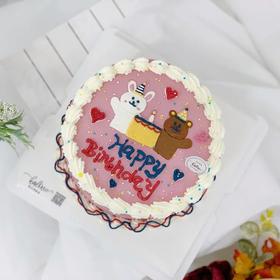 Line friend 小熊手绘蛋糕