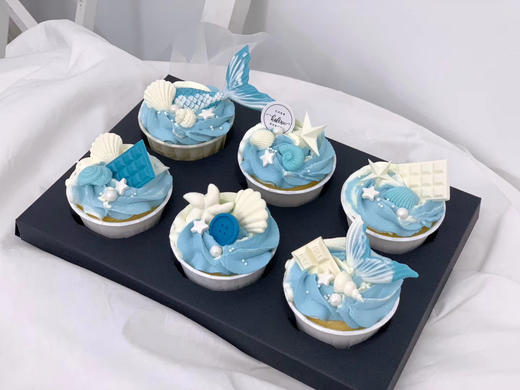 蓝色海洋主题杯子蛋糕 商品图0