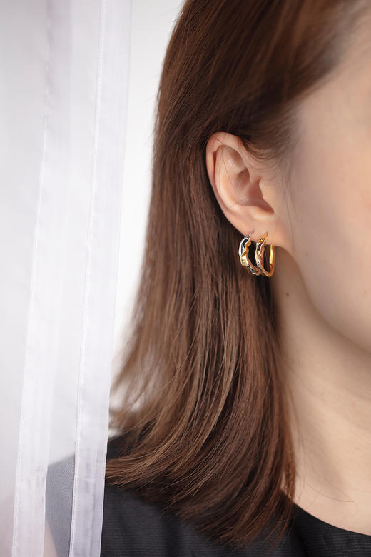 APRESI｜TWIRLING Large Version Twisted Hoops [扭花拼色粗版耳环] 商品图3