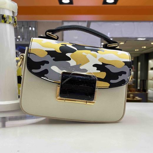 芙丽芙丽/Folli Follie 撞色女斜挎包单肩小方包翻盖真皮 商品图0