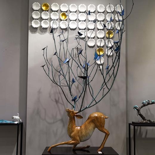 福禄临门 纯铜热着色鹿 新中式家居客厅玄关高档家居摆件 时尚 大气 精美 摆件 商品图0