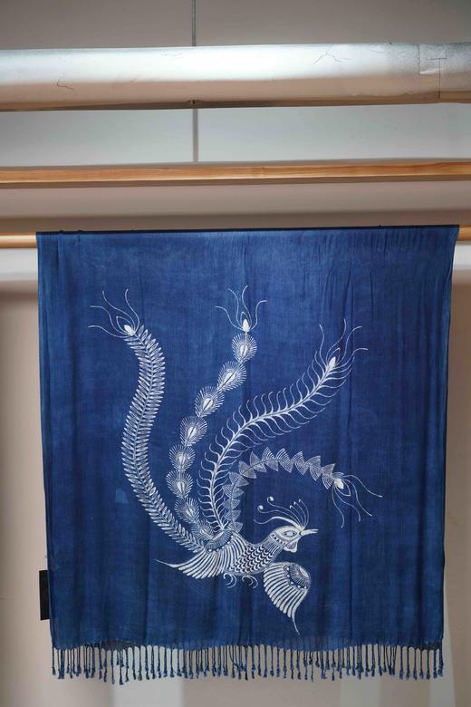 大师手作蜡染凤凰围巾