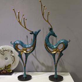 抽象对鹿 纯铜热着色 新中式家居客厅玄关高档家居摆件开业礼办公摆件 时尚 大气