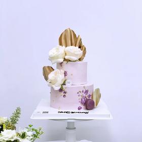 鲜花高贵紫简约双层蛋糕