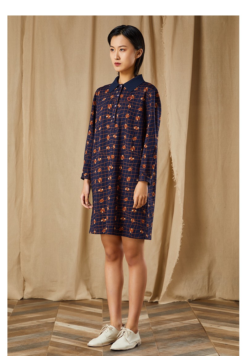 啦娜菲/lanafay 针织翻领连衣裙0q442