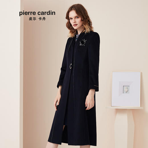 皮尔卡丹女专柜正品蓝色秋冬新款羊毛大衣时尚大衣外套P94CL04N0
 商品图1