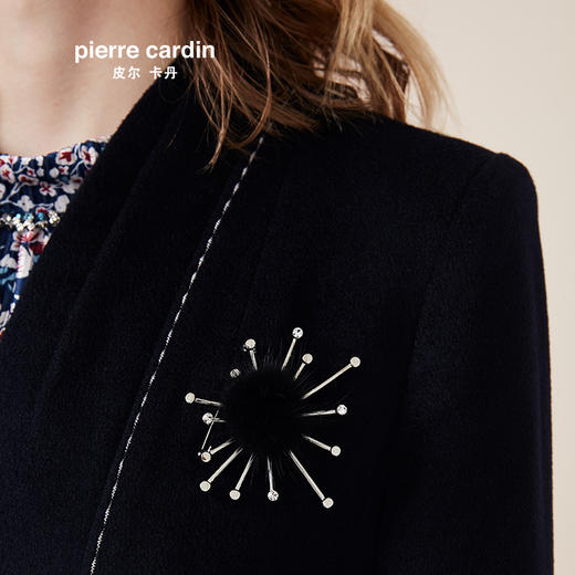 皮尔卡丹女专柜正品蓝色秋冬新款羊毛大衣时尚大衣外套P94CL04N0
 商品图3