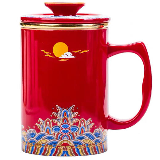 珐琅彩办公杯 三件套 霁蓝 霁红 商品图4