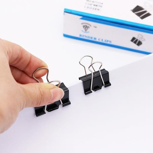 钻石黑色长尾夹凤尾夹票夹12个/盒钻石黑色长尾夹子 大号燕尾夹15/19/25/32/41/51mm小号反尾夹票夹 商品图1