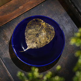 龙德堂陶艺 范泽锋烧 星月 天目釉《蓝宝点金木叶壶承》