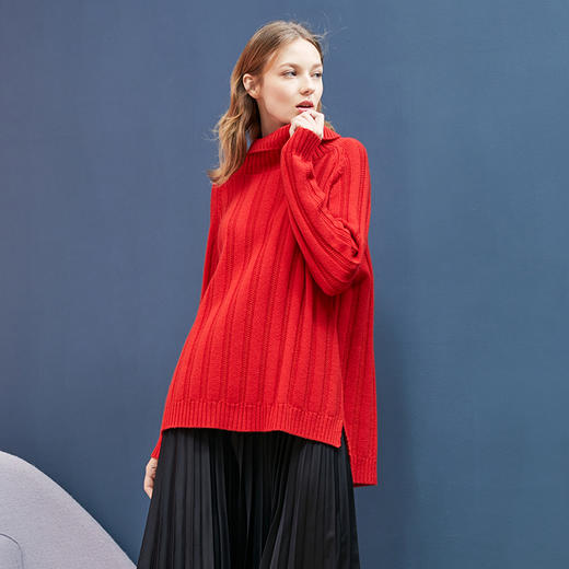 嫚熙高领宽松针织毛衣-特价商品不支持退换-a 商品图2