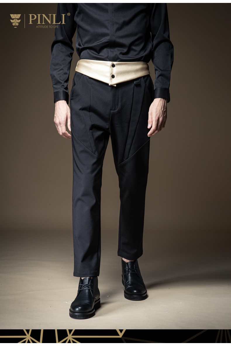 pinli品立男士弹性纽扣时尚腰封通用腰带b203118070