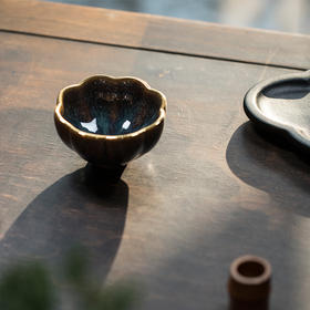 龙德堂陶艺 范泽锋烧 星月 天目盏《盈珠金边》(库存请咨询客服)