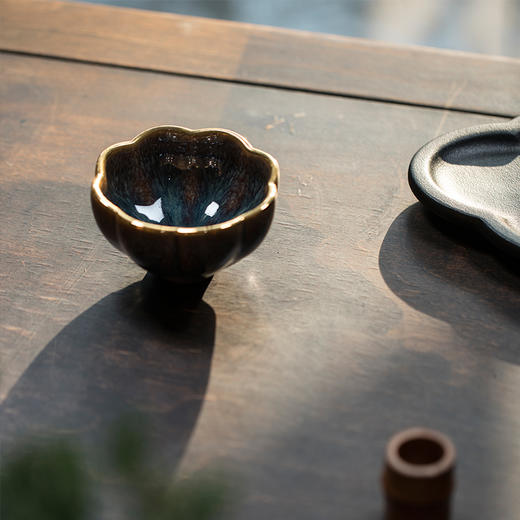 龙德堂陶艺 范泽锋烧 星月 天目盏《盈珠金边》(库存请咨询客服) 商品图0