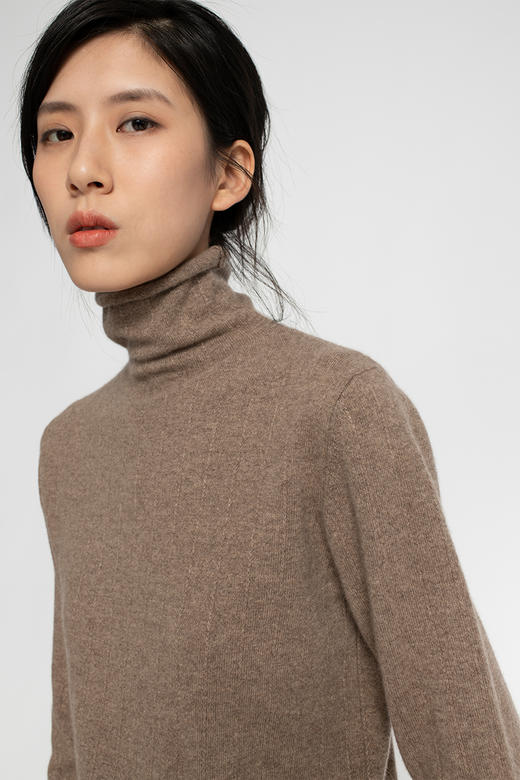 2020经典款女士无染色羊绒间条高领套头衫 商品图4