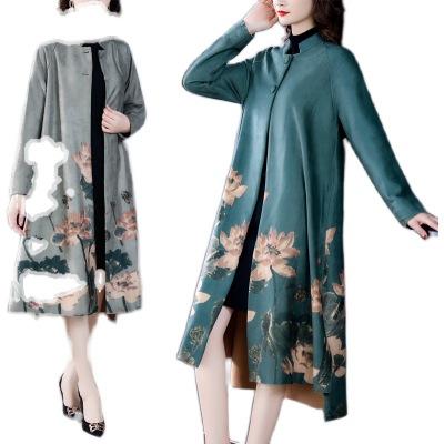 AHMzxfs1508鹿皮绒风衣长袖长款开衫上衣 商品图1