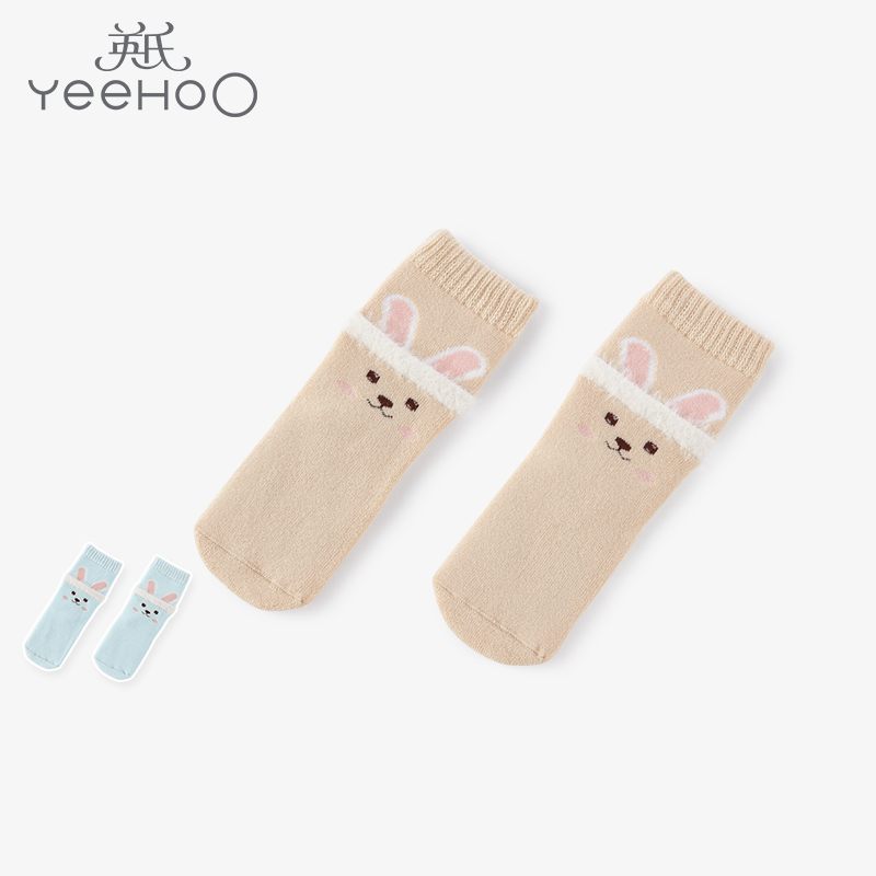 英氏儿童袜子宝宝印花针织针厚袜YIWBJ30012A01 2020新款秋装