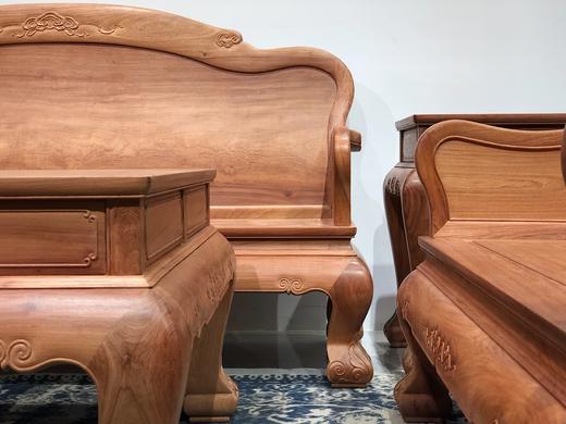 红桥红  家具严选  缅甸花梨（大果紫檀）  【灵芝欧式 弯背 素背沙发 223八件套】 商品图6