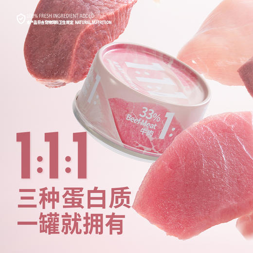 喵彩1:1:1罐头 鸡牛鱼三种肉类 85gx6罐  猫咪零食罐头 一罐三种肉类 商品图4
