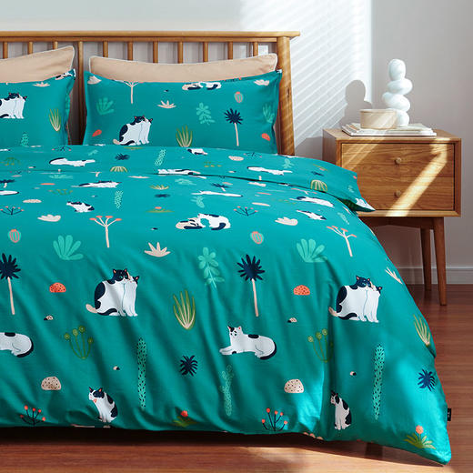 【幸运土猫】青翠喵如茉全棉纯棉猫三四件套件柔软被套原创设计 商品图2