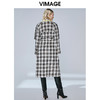 VIMAGE纬漫纪秋款帅气宽松时尚个性格纹收腰长风衣外套女V1404004 商品缩略图3