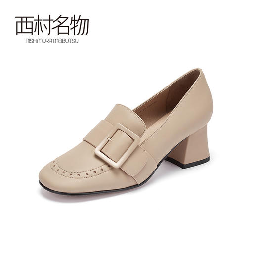 西村名物2020秋季新款小皮鞋羊皮中跟休闲时尚通勤乐福鞋女X20CM32131 商品图3