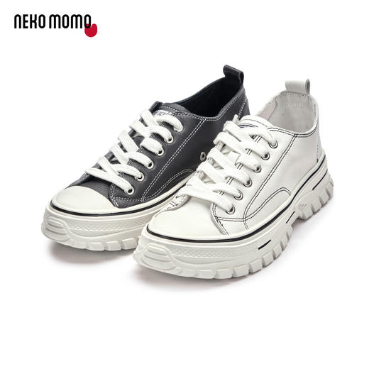 nekomomo2020秋季新款牛皮经典黑白滑板鞋M20CM30481 商品图4