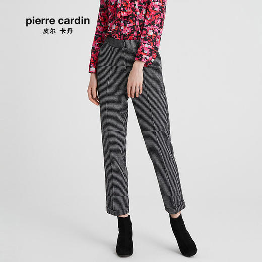 皮尔卡丹女装春季新款黑色波点直筒裤子时尚休闲裤P94TL04B3
 商品图1