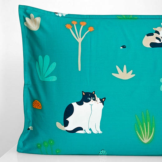 【幸运土猫】青翠喵如茉全棉纯棉猫三四件套件柔软被套原创设计 商品图1