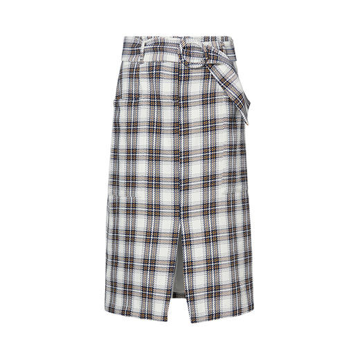 VIMAGE纬漫纪秋款工装格纹显瘦高腰包臀开叉半身裙女裙V1406006 商品图4