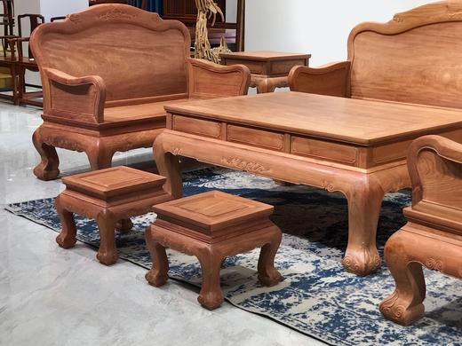红桥红  家具严选  缅甸花梨（大果紫檀）  【灵芝欧式 弯背 素背沙发 223八件套】 商品图3