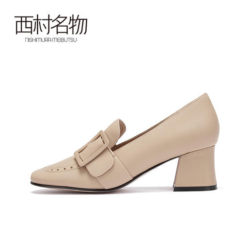 西村名物2020秋季新款小皮鞋羊皮中跟休闲时尚通勤乐福鞋女X20CM32131 商品图1
