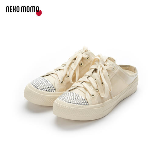 nekomomo2020年夏季新款牛皮厚底镶钻时尚运动经典百搭透气休闲穆勒拖鞋M20AH10601 商品图1