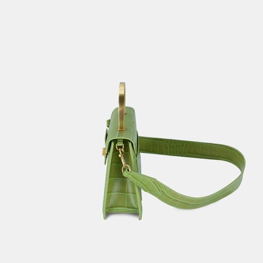 Le Book 大号亮绿色鳄鱼压纹金属手把信封包 商品图3