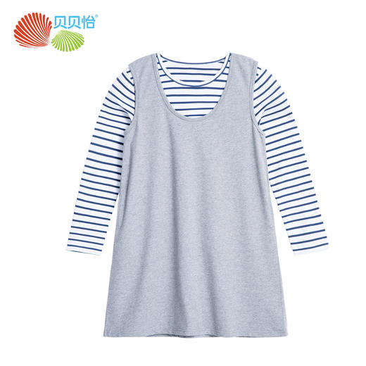 贝贝怡孕妇装长袖背带裙两件套孕妈大码宽松吊带连衣裙孕妇裙 商品图6