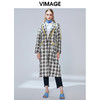 VIMAGE纬漫纪秋款帅气宽松时尚个性格纹收腰长风衣外套女V1404004 商品缩略图0
