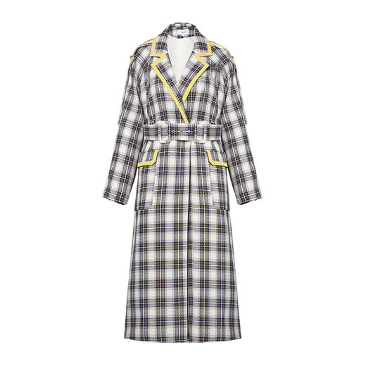 VIMAGE纬漫纪秋款帅气宽松时尚个性格纹收腰长风衣外套女V1404004 商品图4