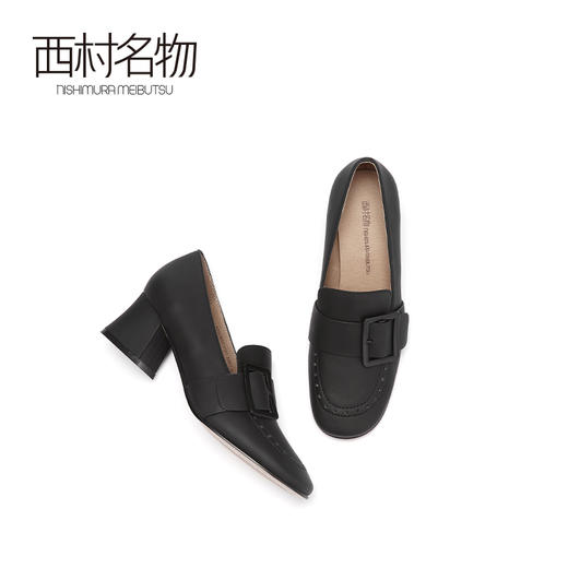 西村名物2020秋季新款小皮鞋羊皮中跟休闲时尚通勤乐福鞋女X20CM32131 商品图2