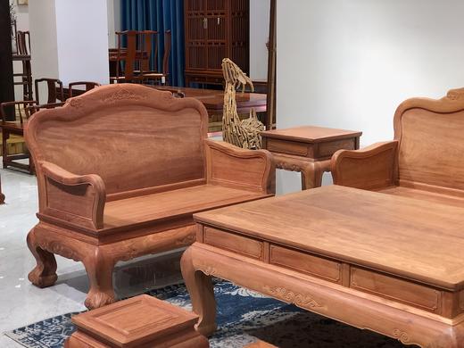 红桥红  家具严选  缅甸花梨（大果紫檀）  【灵芝欧式 弯背 素背沙发 223八件套】 商品图1