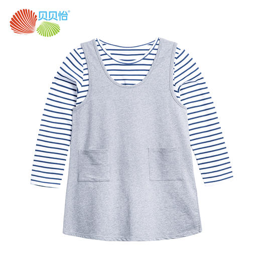 贝贝怡孕妇装长袖背带裙两件套孕妈大码宽松吊带连衣裙孕妇裙 商品图5