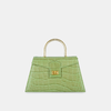 Le Book 大号亮绿色鳄鱼压纹金属手把信封包 商品缩略图0
