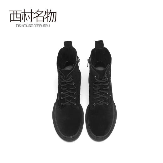 西村名物2020秋冬新款马丁靴女系带低跟纯色休闲时尚短靴X20DS40401 商品图2