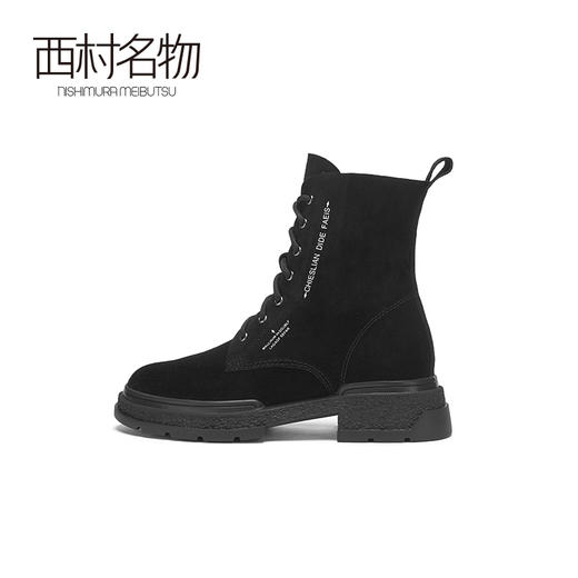 西村名物2020秋冬新款马丁靴女系带低跟纯色休闲时尚短靴X20DS40401 商品图1
