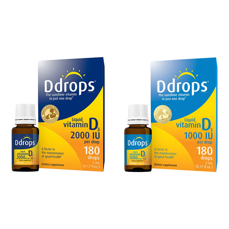  【2000IU/1000IU】加拿大Ddrops成人维生素D3滴剂促进钙吸收